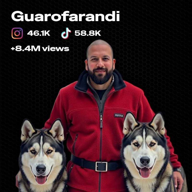 Guarofarandi with two Huskies.