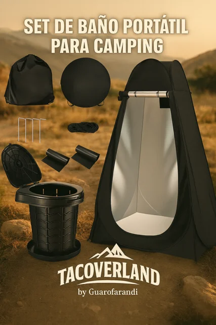Set de Baño Portátil para Camping – Kit XL con Cabina de Privacidad e Inodoro Incluido - Set De Bano Portatil Para Camping